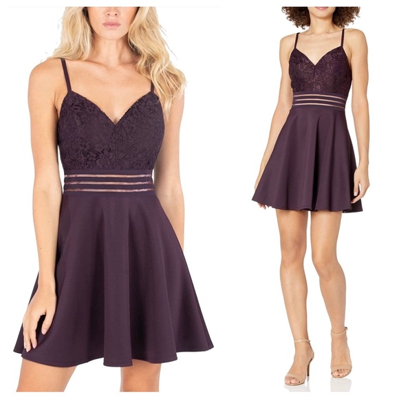 NWT Speechless Fit & Flare Party Dress Plum 0 - Picture 2 of 14